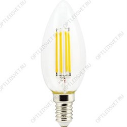 Ecola candle   LED Premium  5,0W  220V E14 2700K 360° filament прозр. нитевидная свеча (Ra 80, 100 L